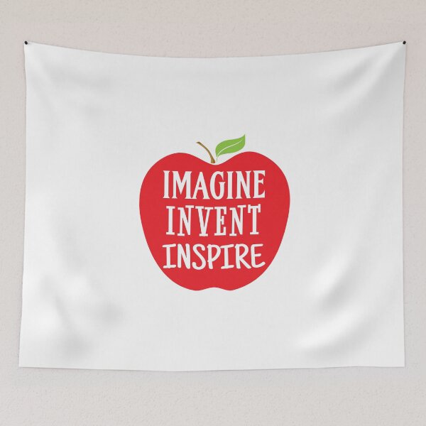 Item preview, 'Imagine Invent Inspire' (White) designed and sold by The Button Gal.