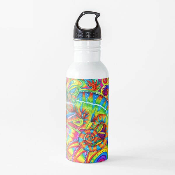Psychedelizard Psychedelic Chameleon Colorful Rainbow Lizard Water Bottle