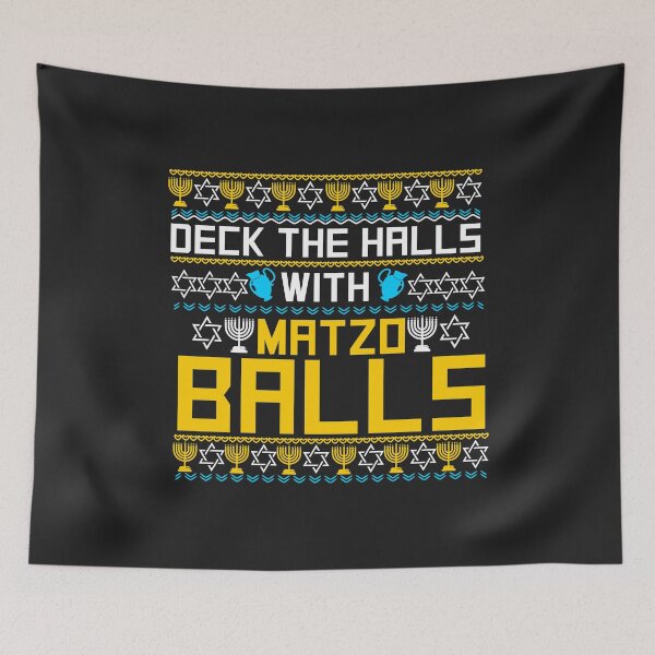Item preview, Deck The Halls with Matzo Balls funny jew ish Hanukkah gift designed and sold by hadleydesigns.