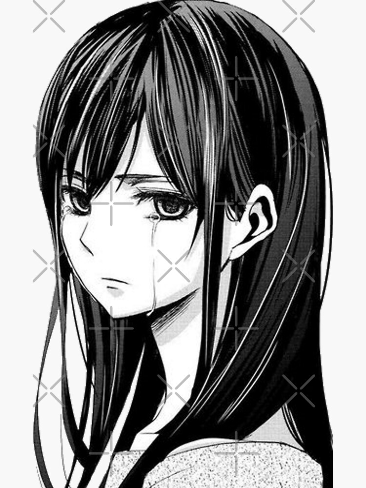 Sad Anime Girl Black and White, anime girl triste mal papel de