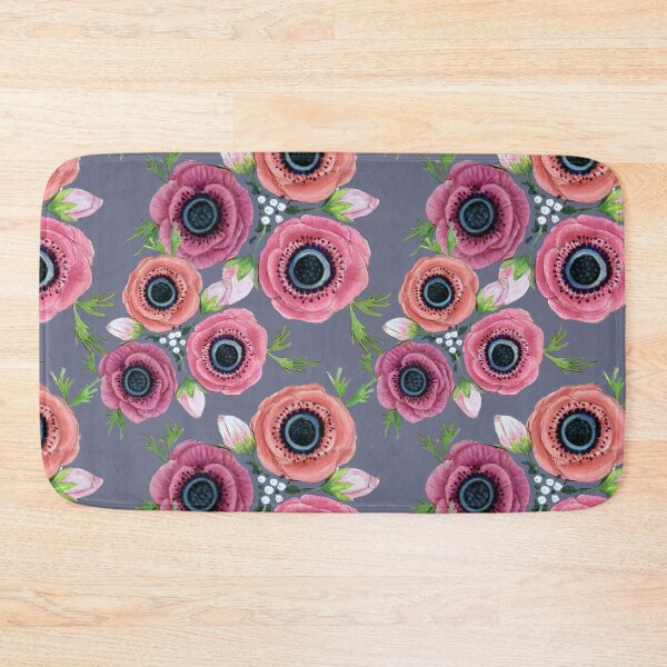 Item preview, Anemones watercolor floral on grey designed and sold by MagentaRose.