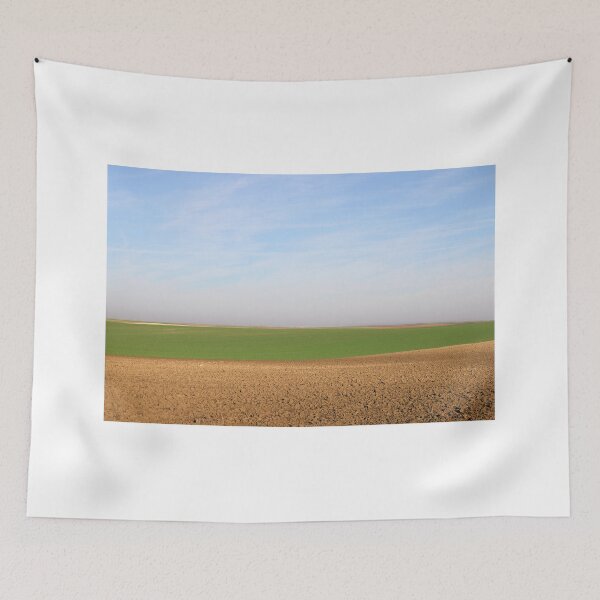 Item preview, plowed field and young green wheat sunny autumn day agriculture designed and sold by goceris.