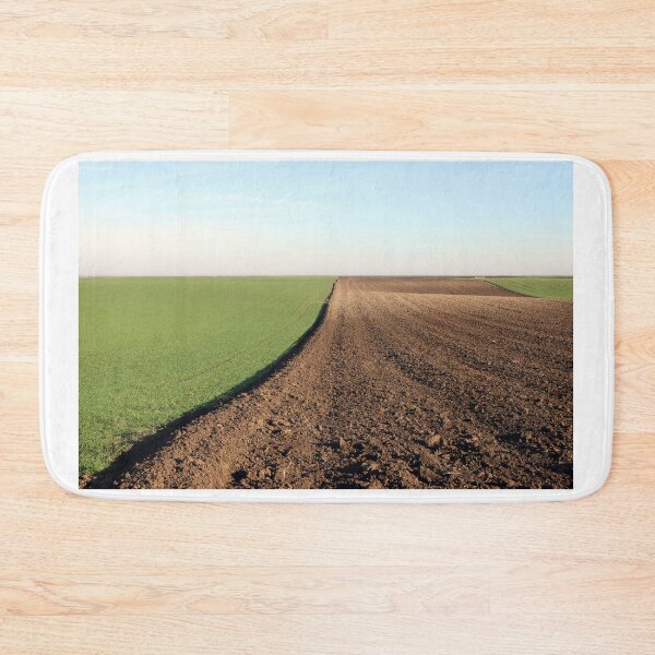 Item preview, plowed field and young green wheat sunny autumn day landscape agriculture designed and sold by goceris.