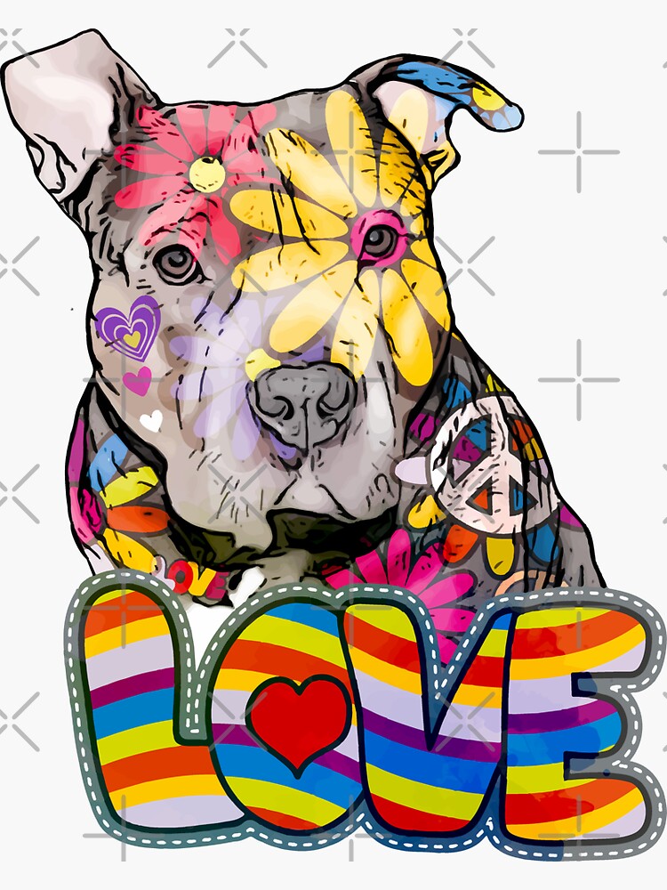 Peace Love And Pitbulls Sticker For Sale By Prettypittie Shop Redbubble