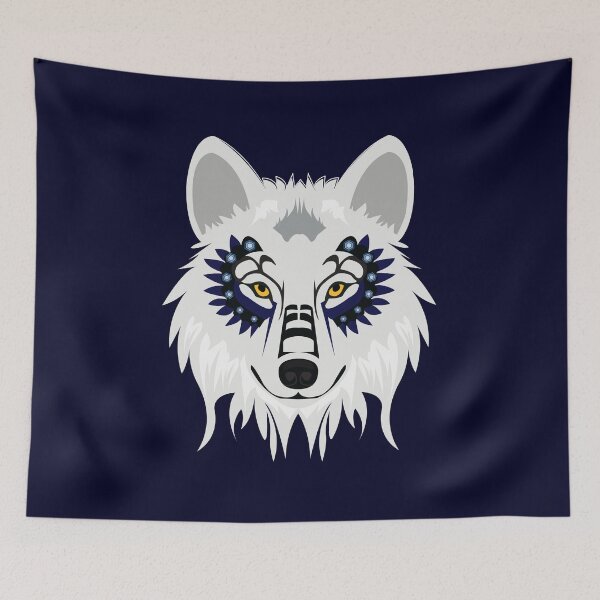 Item preview, Grey and White Wolf on Navy designed and sold by FHPen.