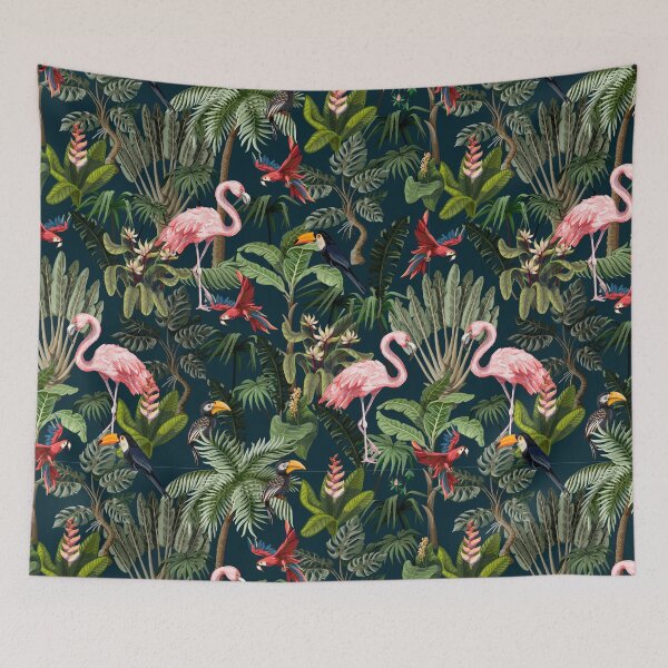 Item preview, Jungle pattern with toucan, flamingo and parrot designed and sold by Yumeeee.
