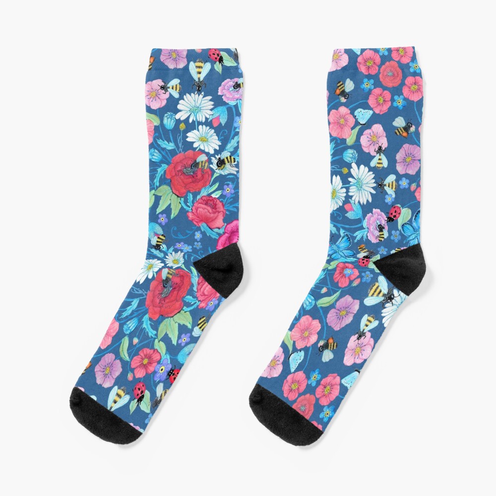 Honey bee, Summer Floral Socks