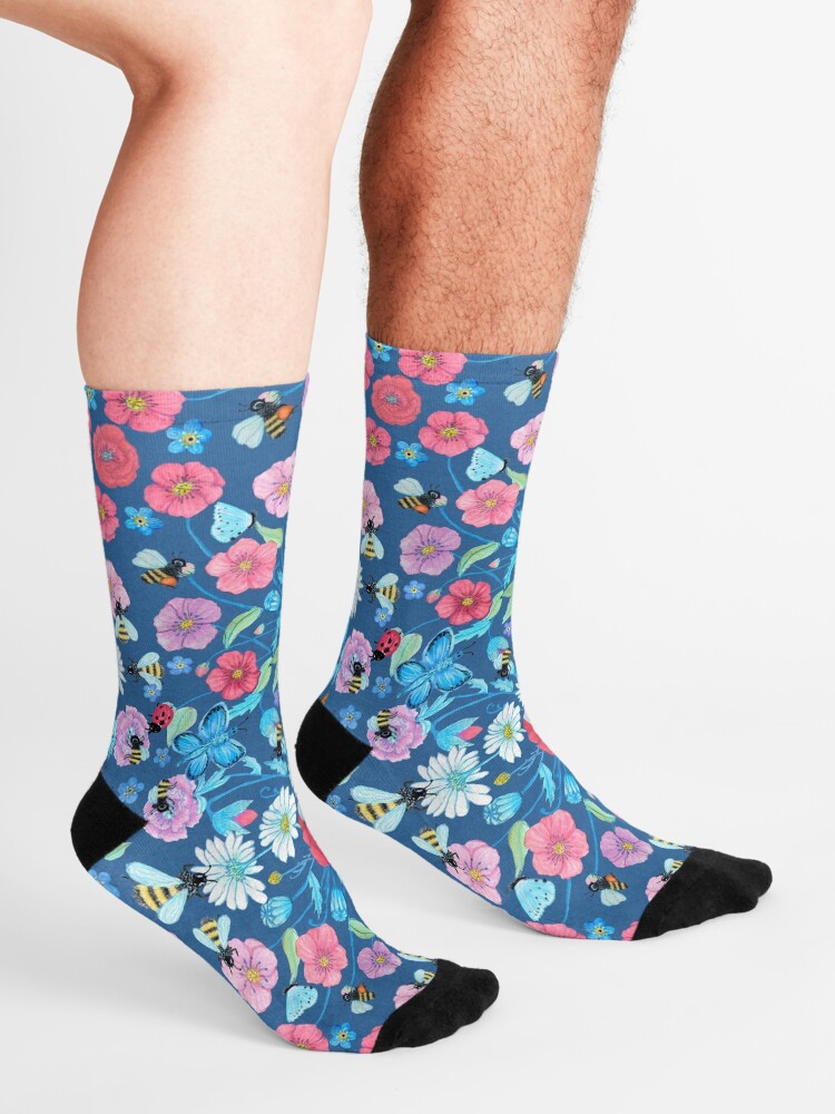 Alternate view of Honey bee, Summer Floral Socks