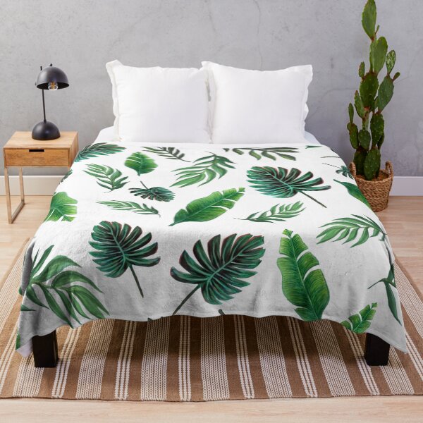 Item preview, Tropical palm leaves, lush green watercolor palm leaves botanical print designed and sold by MagentaRose.