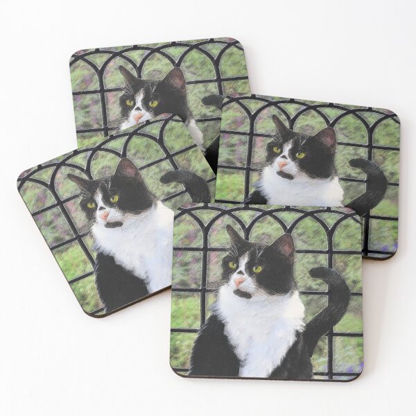 Aperçu de l'œuvre Tuxedo Cat dans la fenêtre créée et vendue par alpendesigns.