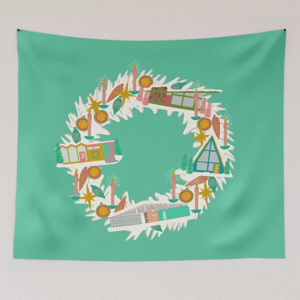 Item preview, Mid Century Modern Miniature House Collection Christmas Wreath designed and sold by jenbucheli.