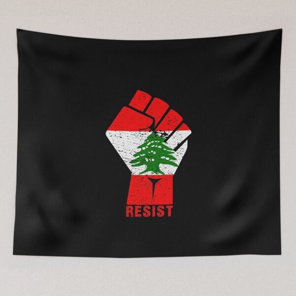Item preview, Lebanon Flag Lebanese Revolution Protest March Resist Fist Gift designed and sold by theshirtinator.