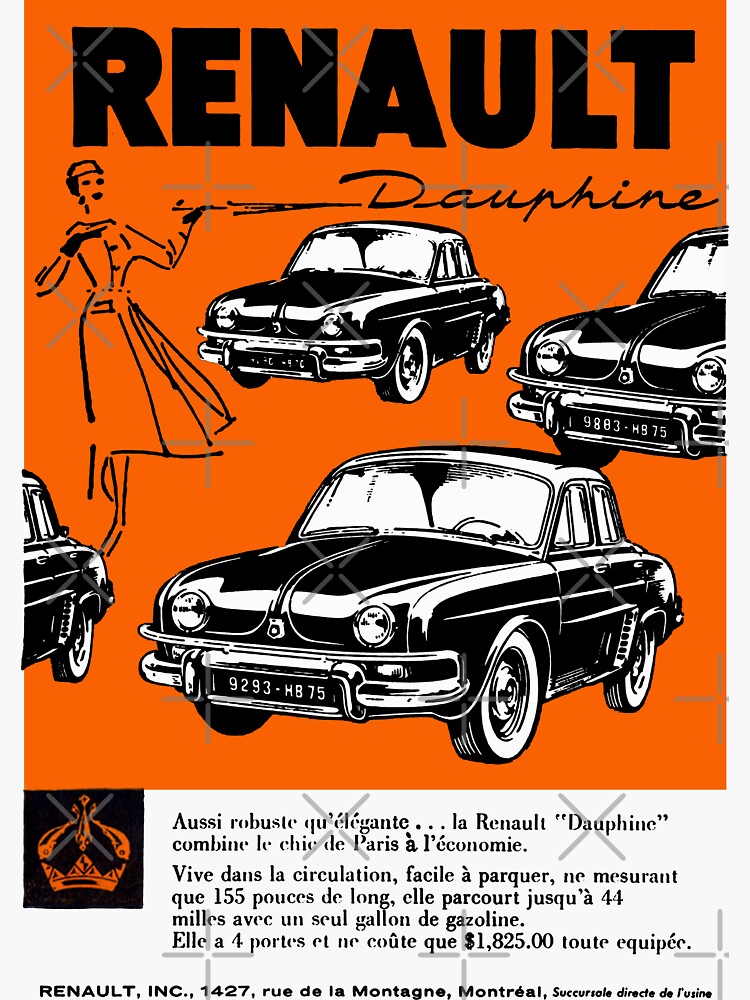 "RENAULT DAUPHINE" Sticker by ThrowbackM2 Redbubble