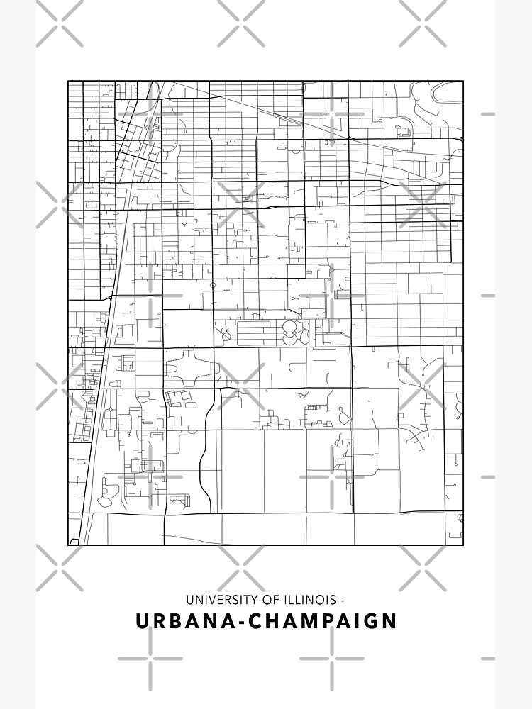 "UrbanaChampaign Campus Map Champaign, IL Light Style" Sticker by