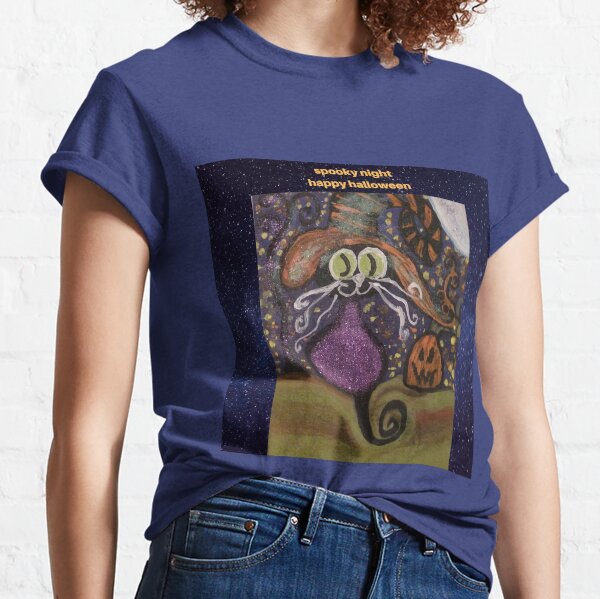 spooky black cat night Classic T-Shirt