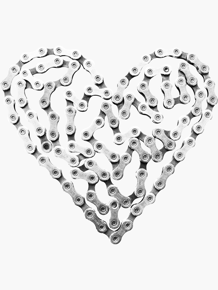 “Bike Chain Heart” Sticker by NeddyBetty | Redbubble