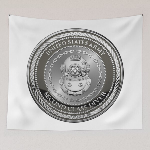 Item preview, U.S. Army Engineer Divers - Second-class Diver Badge Special Edition over White Leather designed and sold by Serge Averbukh Art Studio.