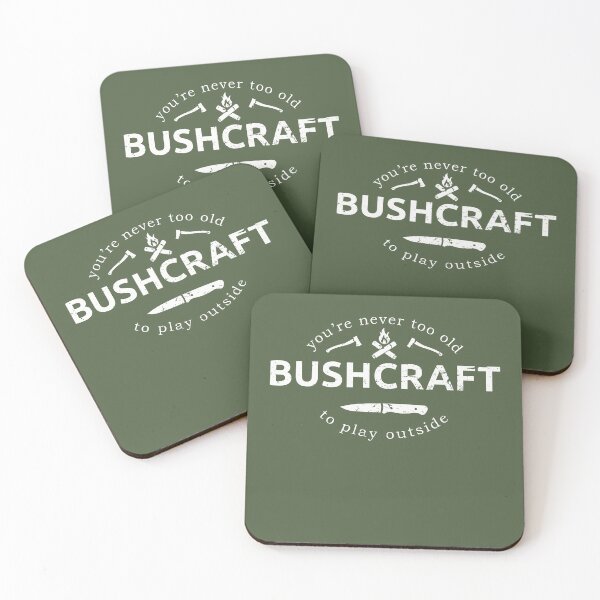 Item preview, Bushcraft: Never Too Old To Play Outside Bushcraft Saying (Distressed) designed and sold by MadPanda.