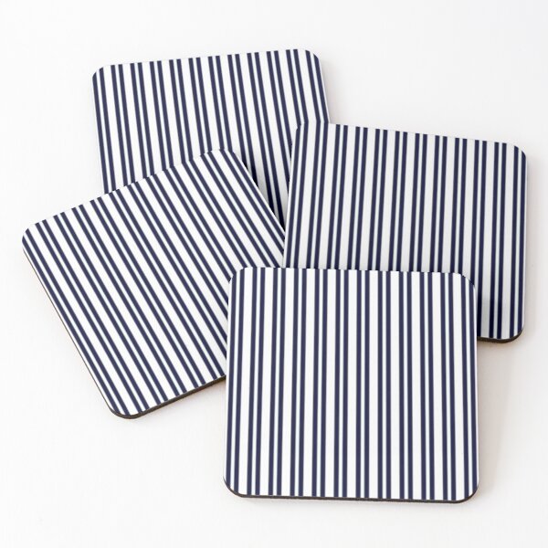 Item preview, Navy Blue and White Vertical Striped Pattern designed and sold by Poetic Patterns Studio.