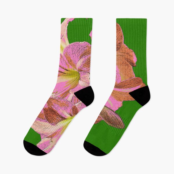 Item preview, GREEN WATER  COLOR PINK AMARYLLIS DRAWING designed and sold by sharlesart.
