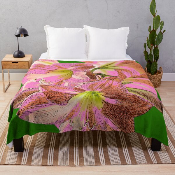 Item preview, GREEN WATER  COLOR PINK AMARYLLIS DRAWING designed and sold by sharlesart.