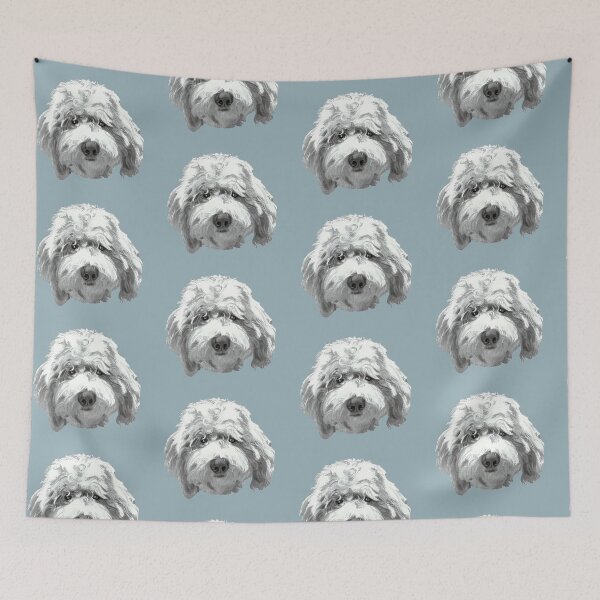 Item preview, Lucky Labradoodle Face ~ Black and white designed and sold by Jane Oriel.