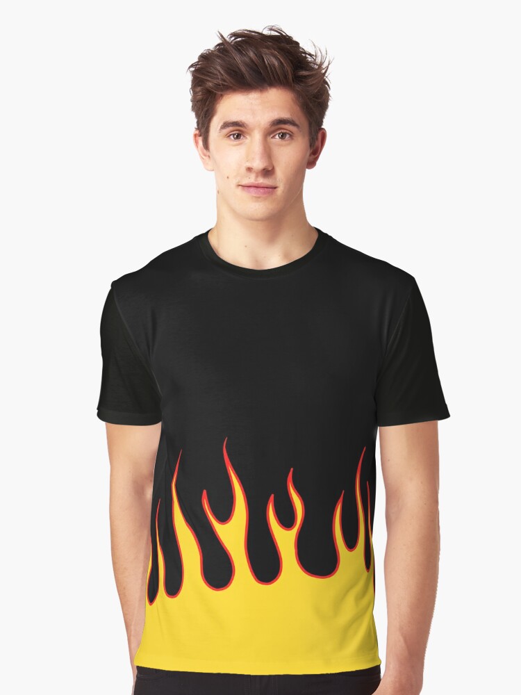 black yellow flames" T-shirt for Sale by trajeado14 | Redbubble skull graphic t-shirts - fire graphic t-shirts - hell graphic t-shirts