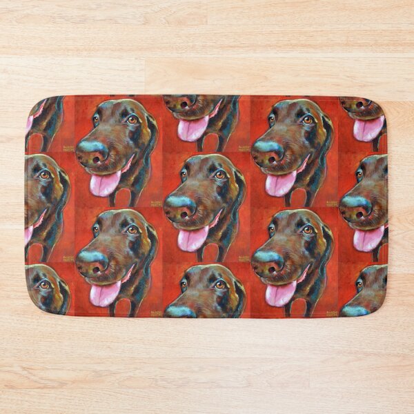 Item preview, Colorful CHOCOLATE LAB on Red by Robert Phelps designed and sold by RobertPhelpsArt.