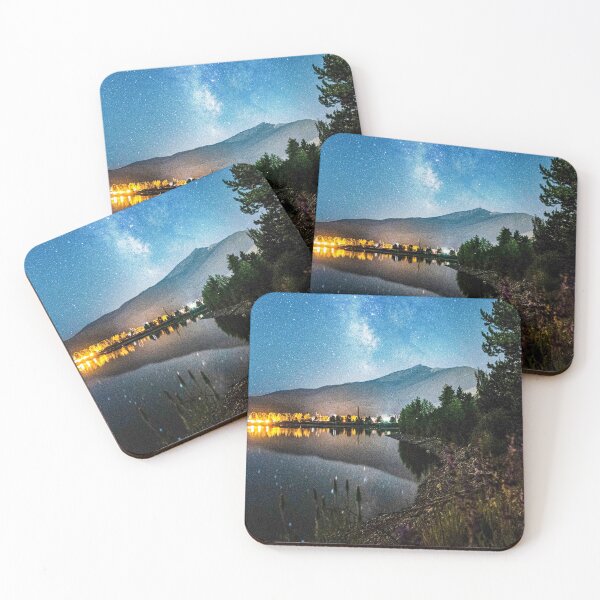 Item preview, Grainy Nighttime Tone // Lake View Fuzzy Lens Photograph Beautiful Landscape with Mountains designed and sold by catbyrdcolorado.