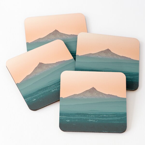 Item preview, Stratovolcano Sunset // Beautiful Scenic Oregon Mountain Scape Teal Rolling Hills Snow Summit designed and sold by catbyrdcolorado.