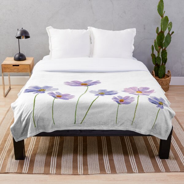 Aperçu de l'œuvre aquarelle de fleurs de cosmos violet peintes à la main créée et vendue par SelenePaintings .