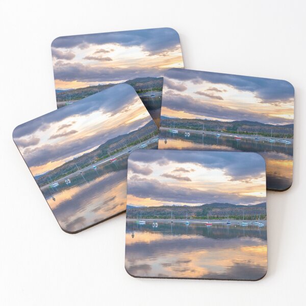 Item preview, Calm Waters // Lake and Boats at Sunset Beautiful Landscape Photograph Scenic Mountain View designed and sold by catbyrdcolorado.