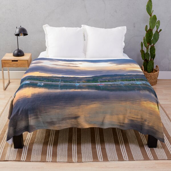 Item preview, Calm Waters // Lake and Boats at Sunset Beautiful Landscape Photograph Scenic Mountain View designed and sold by catbyrdcolorado.