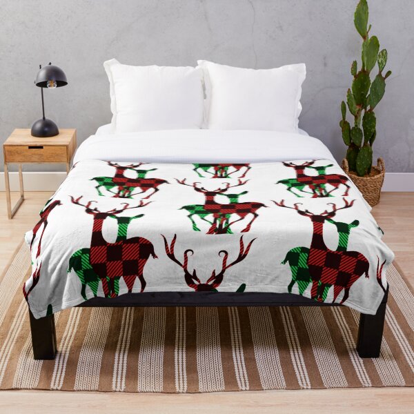 Item preview, Elegant Red & Green Buffalo Plaid Reindeer Couple designed and sold by SusanEileenEvans.