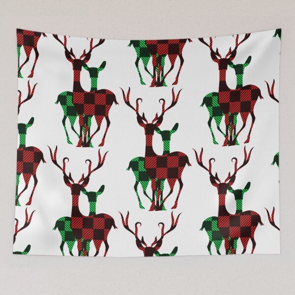 Item preview, Elegant Red & Green Buffalo Plaid Reindeer Couple designed and sold by SusanEileenEvans.