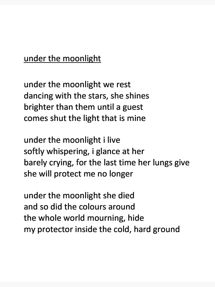 "under the moonlight poem" Sticker by headinstars Redbubble