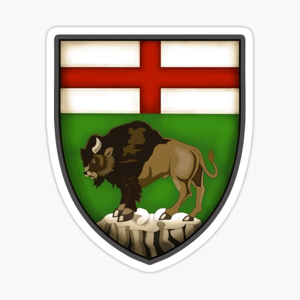Manitoba flag Canada Bison Shield Coat of Arms province vintage style HD High Quality Online Store Sticker