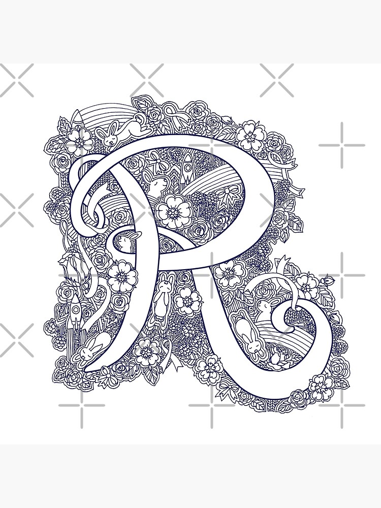 Lámina rígida «Monograma de letra R entintado arte de dibujo» de sarahtrett  | Redbubble