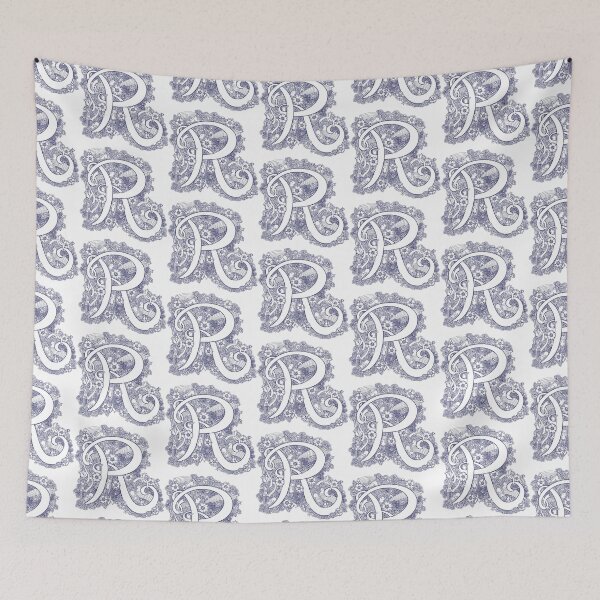 Item preview, Letter R monogram inked drawing art designed and sold by Sarah Trett.