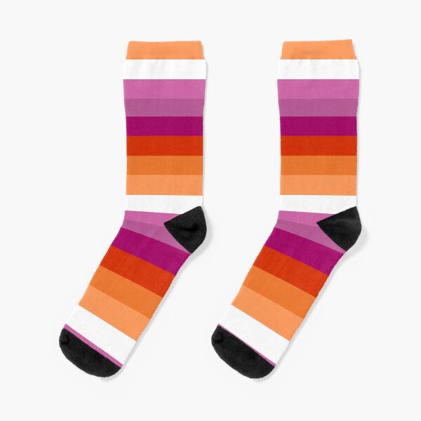 Orange - Magenta Lines // Lesbian Pride Flag // Butch Femme Pride Flag Socks