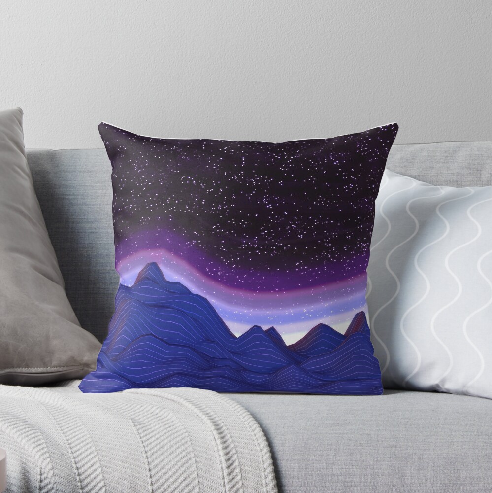 3D Mountains in Space Throw Pillow
