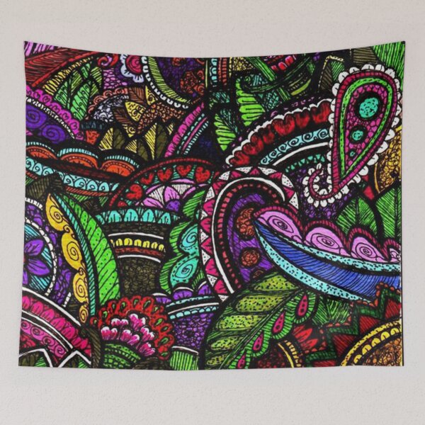 Item preview, psychedelic funky floral pattern flower masterpiece  designed and sold by PODLizardWizard.