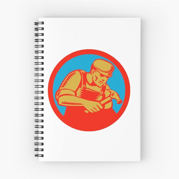 Item preview, Carpenter With Hammer Circle Woodcut designed and sold by patrimonio.