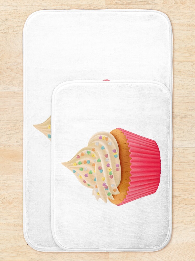 Alternate view of Sweet Giant Cupcake with colorful heart sprinkles Bath Mat