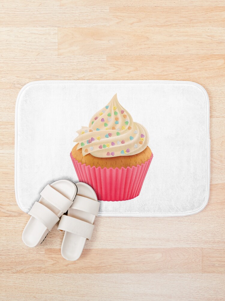 Alternate view of Sweet Giant Cupcake with colorful heart sprinkles Bath Mat