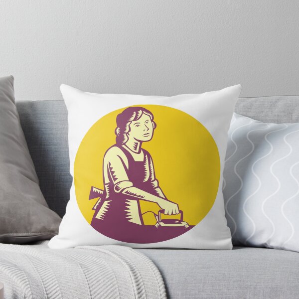 Item preview, Housewife Ironing Circle Woodcut designed and sold by patrimonio.