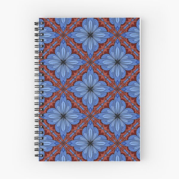 Item preview, Geometric tiled floral pattern in blue and red designed and sold by HannaPaulina.
