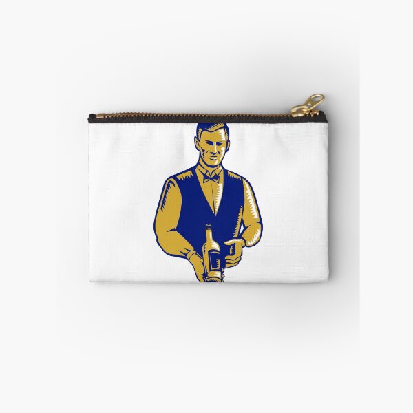 Item preview, Waiter Presenting Wine Bottle Woodcut designed and sold by patrimonio.