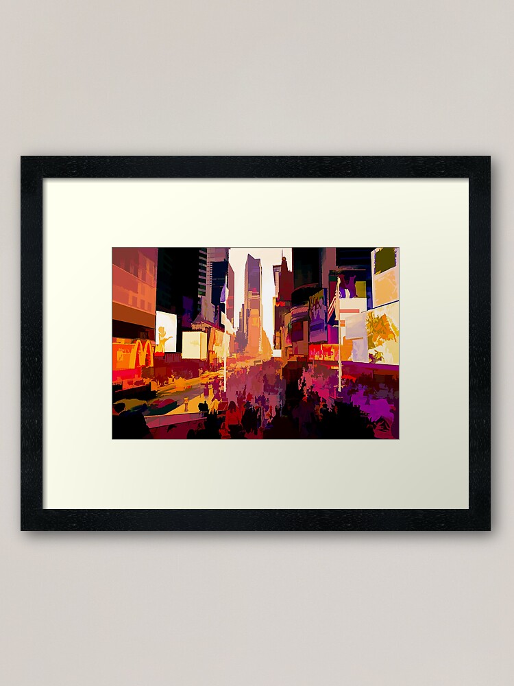 Alternate view of Times Square Tourists (color pen & ink) Framed Art Print