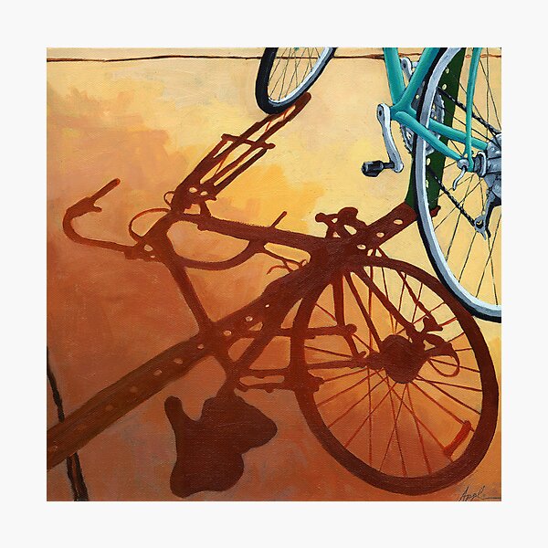 Aqua Angle - bicycle painting Photographic Print